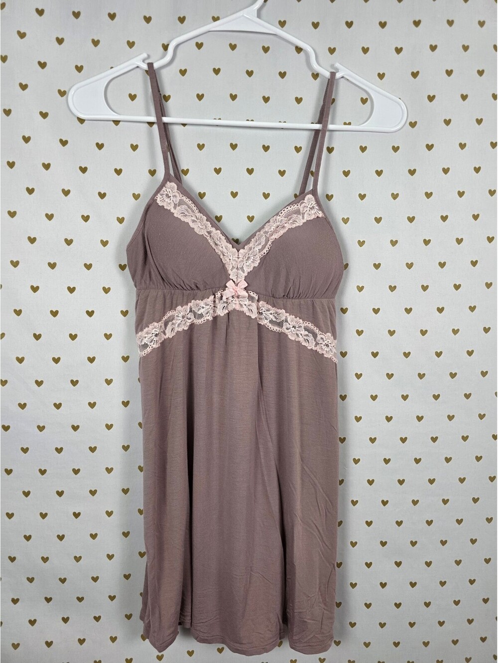 Victorias Secret Super Soft Lingerie Sleep Dress Nightie Beige Small Padded